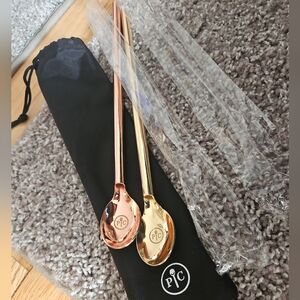 New Vtg STORED  RARE New Rose gold and copper cooling spoon straws Pampered Chef